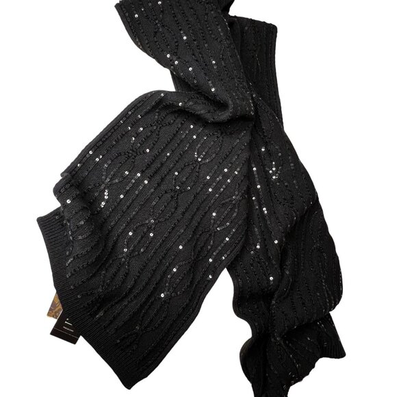 INC Black Knit Scarf Sequins Limited Edition 2010 One Size Gift - Picture 1 of 16
